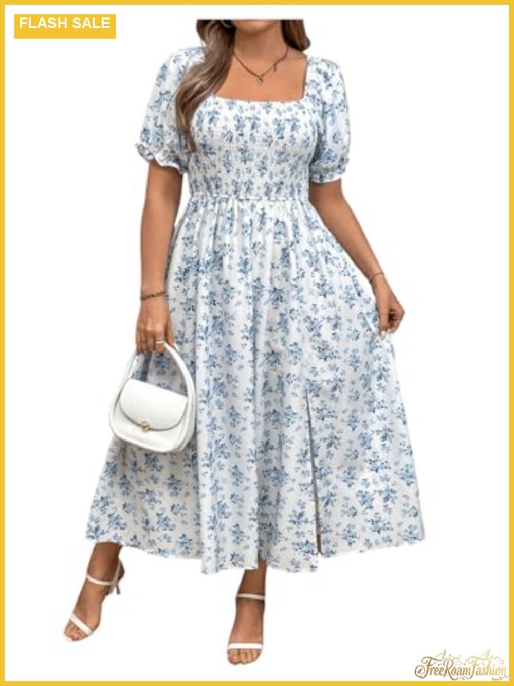Plus Size Smock Dress Floral Boho Summer Wedding Guest